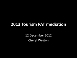 2013 Tourism PAT mediation