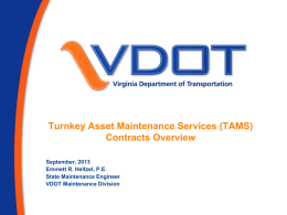 Turnkey Asset Maintenance Services (TAMS) Contracts