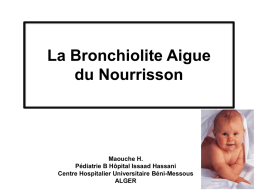 La Bronchiolite Aigue du Nourrisson