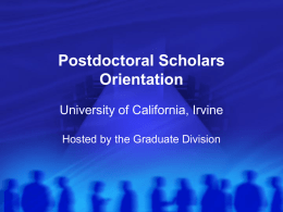 Post-doc Orientation - UCI Postdoctoral Assocation