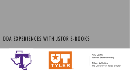 DDA Experiences with JSTOR e-Books