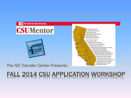 Fall 2014 CSU Application workshop