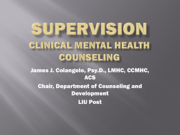 Presentation on Supervision – Mental Health Counseling