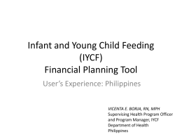 Infant and Young Child Feeding (IYCF) Financial Planning Tool