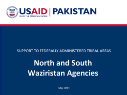 USAID Support to North and South Waziristan - May 2011
