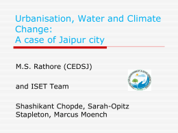 Urbanisation, Water Scarcity and Climate Change - Hrdp