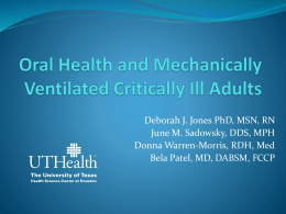 Oral Health and Mechanically Ventilated Critically Ill Adults