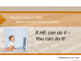 District and Club Data Base User Guide (DaCdb tutorial)