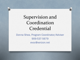 Supervision and Coordination Credential