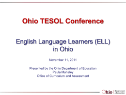 Ohio TESOL Conference English Language Learners (ELL) in Ohio