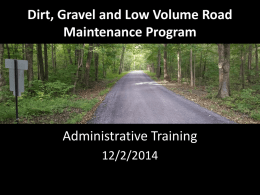 Program Administrative Training - Center for Dirt and Gravel Road