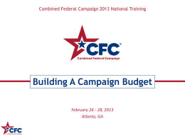 9 - Building a Campaign Budget presentation 1-18-13