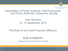 The Role of the Chief Finance Officer(s)