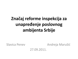 Značaj reforme inspekcija za unapređenje poslovnog ambijenta Srbije