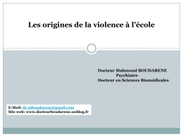 Les origines de la violence &agrave; l*&eacute;cole ?