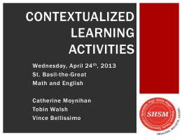 Contextualized Learning Activities - Toronto Catholic District School