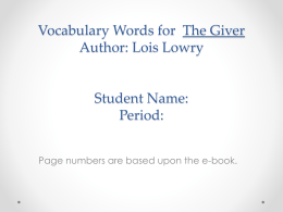Vocabulary Words The Giver