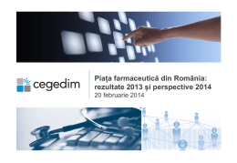Piața farmaceutică din România: rezultate 2013 și perspective 2014