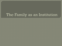 The Family as an Institution