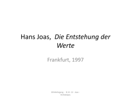 Hans Joas, Die Entstehung der Werte