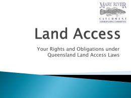 Land Access Information for Landholders in areas where mining is