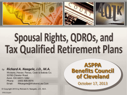 Spousal Rights, QDROs, and Tax Qualified Retirement Plans