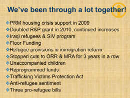 Policy Update and Strategies for Promoting Resettlement