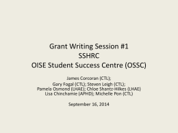 SSHRC Grant Writing Workshop