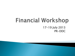 Financial Workshop - สำนักงานบริหารโครงการกองทุนโลก