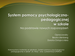 „System pomocy psychologiczno-pedagogicznej w szkole” (A. Pery)
