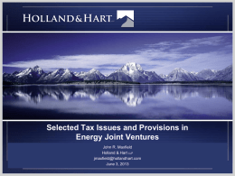 Selected Tax Issues and Provisions in Energy Joint