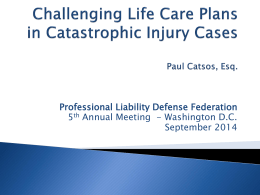 Life Care Plans - Professional Liability Defense Federation