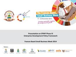 EPWP Phase III Enterprise Development Policy Framework