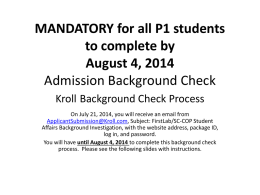 Kroll Background Check Process for P1 Students