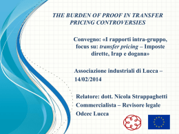 ONERE DELLA PROVA T.P - Associazione degli Industriali