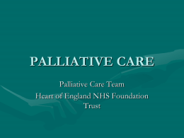 PALLIATIVE CARE - Heart of England Faculty of Education