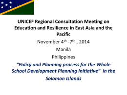 Policy and Planning Process for Whole School