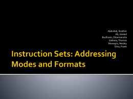 Instruction Sets: Addressing Modes and Formats