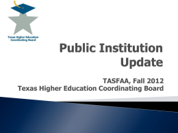 THECB Update - Public Schools