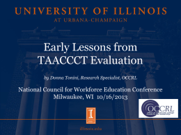Early Lessons from TAACCCT Evaluation