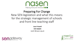 SEN 2014 &ndash; Nasen &ndash; Jane Friswell PowerPoint