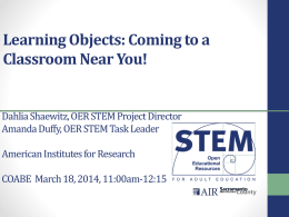 Learning Objects: Coming to a Classroom Near You!