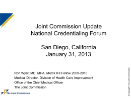 Joint Commission Update National Credentialing Forum