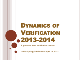 Dynamics of Verification 2013-2014