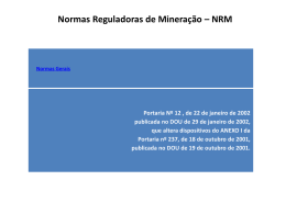 Normas Reguladoras de Mineração * NRM