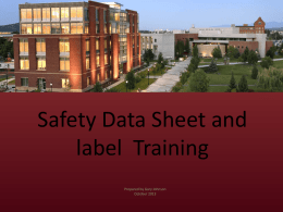 Safety Data Sheet Trainging