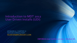 DMVMUG_Session5-User Driven Installations (UDI)