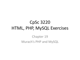 HTML, PHP, MySQL Exercises
