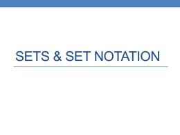 Sets & Set Notation