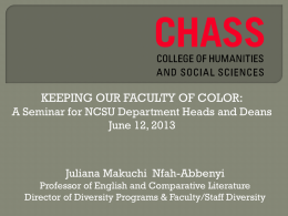 Keeping Our Faculty of Color - Office for Institutional Equity and